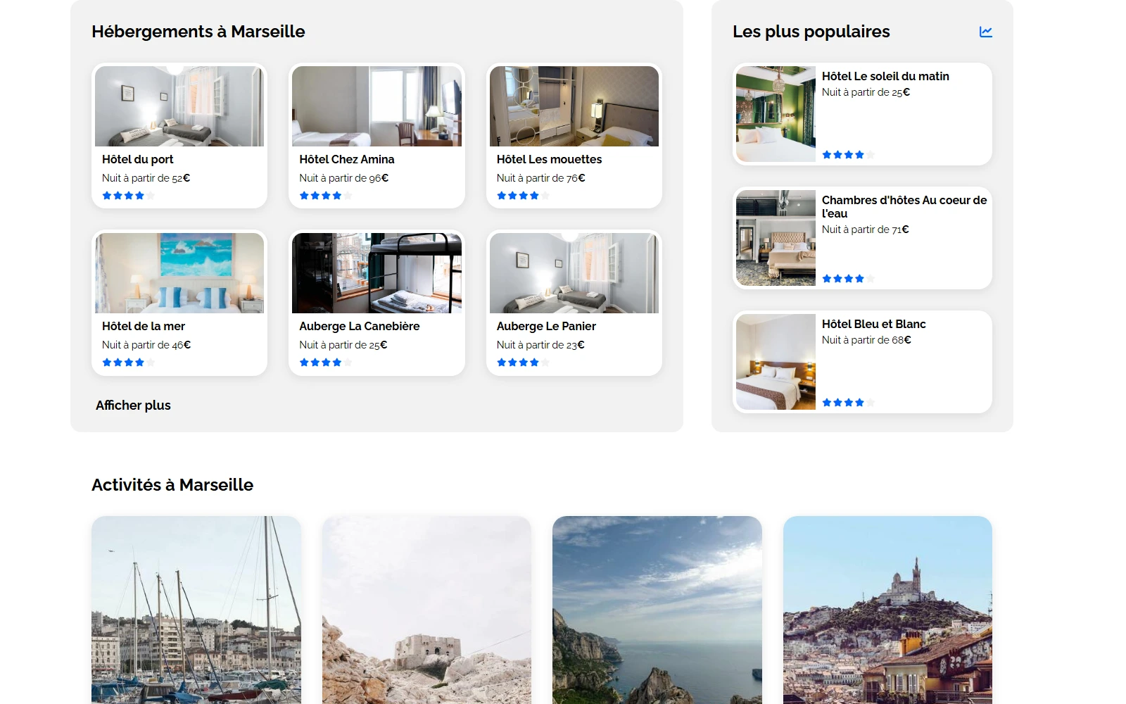 Bloc Hebergements du site Booki